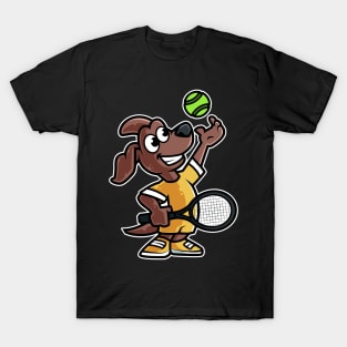 Dog Tennis Player Funny Coach print T-Shirt